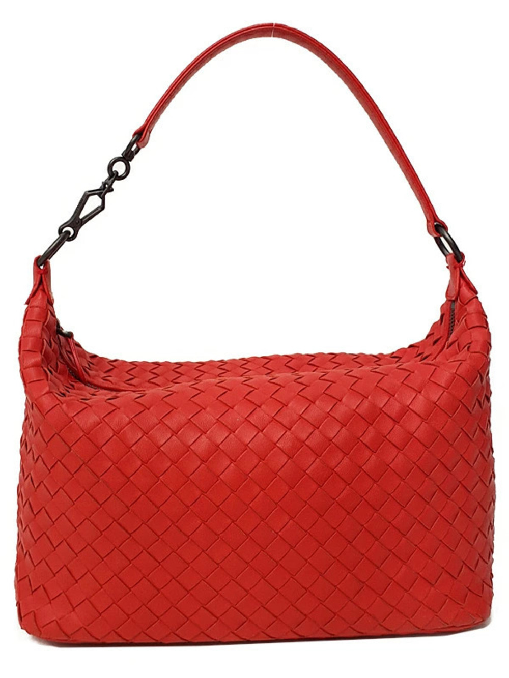 Bottega Veneta Red Intrecciato Woven Nappa Leather Shoulder Bag